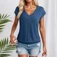 thumbnail image 2 of Kcolen Women's Dressy Casual Blouses To Wear with Jeans Summer Solid Color Short Sleeve T-Shirts V Neck Comfy Trendy Pullovers Loose Fit Fashion Blouse for Women, 2 of 6