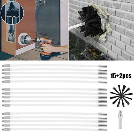 

SYWAN 17Pcs Chimney Sweep Power Sweeping Brush Set Flexible Drain Rod Flue Soot Clean Kit Chimney Brush Fireplace Cleaning Tools Kit for Duct Vent Cleaning Fireplace Flue