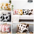 thumbnail image 1 of Funda de almohada de felpa con estampado de vaca y estampado de animales, cojín de sofá de felpa corto, funda de almohada para cojín de coche, 1 of 5
