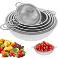thumbnail image 3 of 6Pcs Stainless Steel Colanders with 2 Handles Heavy Duty Multipurpose Food Strainer Dishwasher Safe for Kitchen Draining Pasta Rinsing Vegetables Fruits, 3 of 6