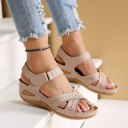 

Sunhillsgrace Shoes For Women Sandals Sandals Breathable Toe Beach Summer Wedges Comfortable Fashion Women Peep Shoes Women s Sandals