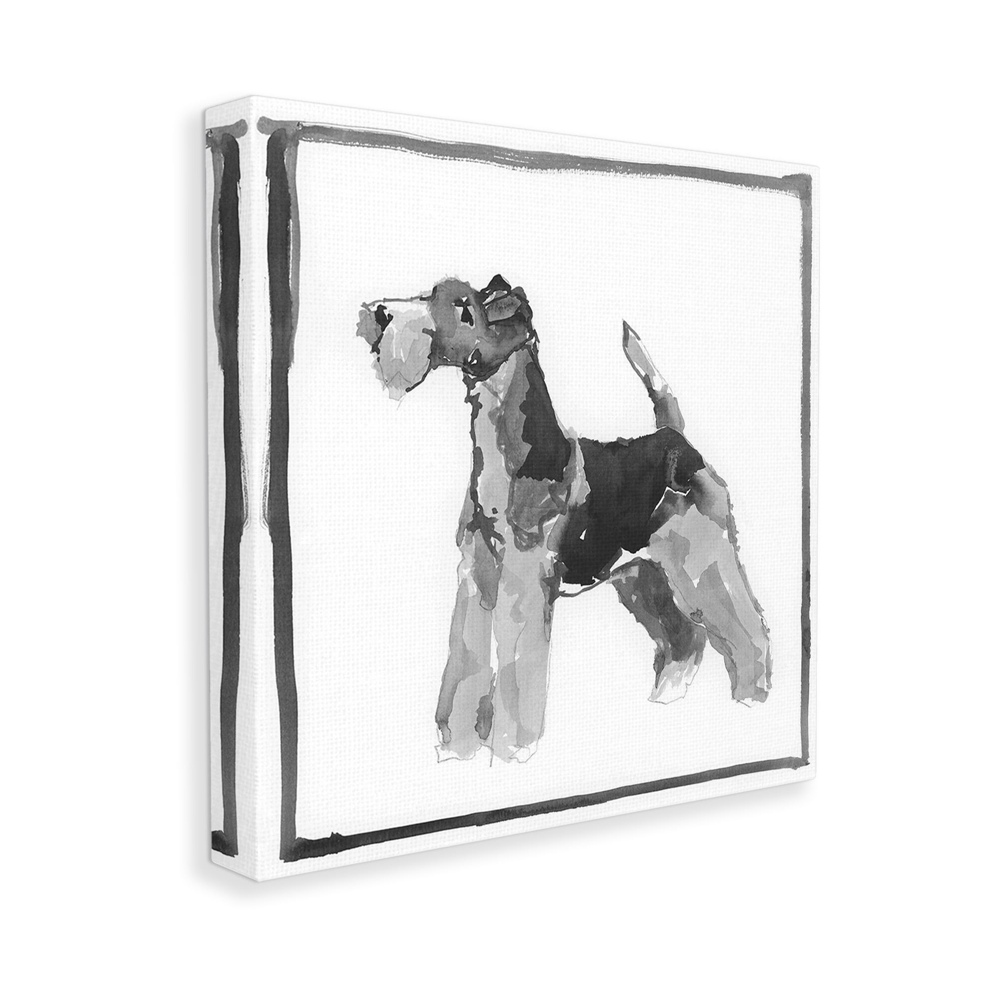 Stupell Industries Terrier Dog with Border Animals & Insects Painting Gallery Wrapped Canvas Art Print Wall Art, 36 x 36