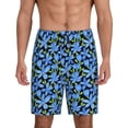 thumbnail image 3 of Lsque Blue Flowers Mens Sleep Pajama Shorts,Short Pajama Pants, Cotton Ultra-Soft Knit-Small, 3 of 9