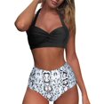 thumbnail image 1 of Womens Two Piece Swimsuits Women Vintage Swimsuit Two Piece Retro Halter Ruched High Waist Print Bikini Set, 1 of 6