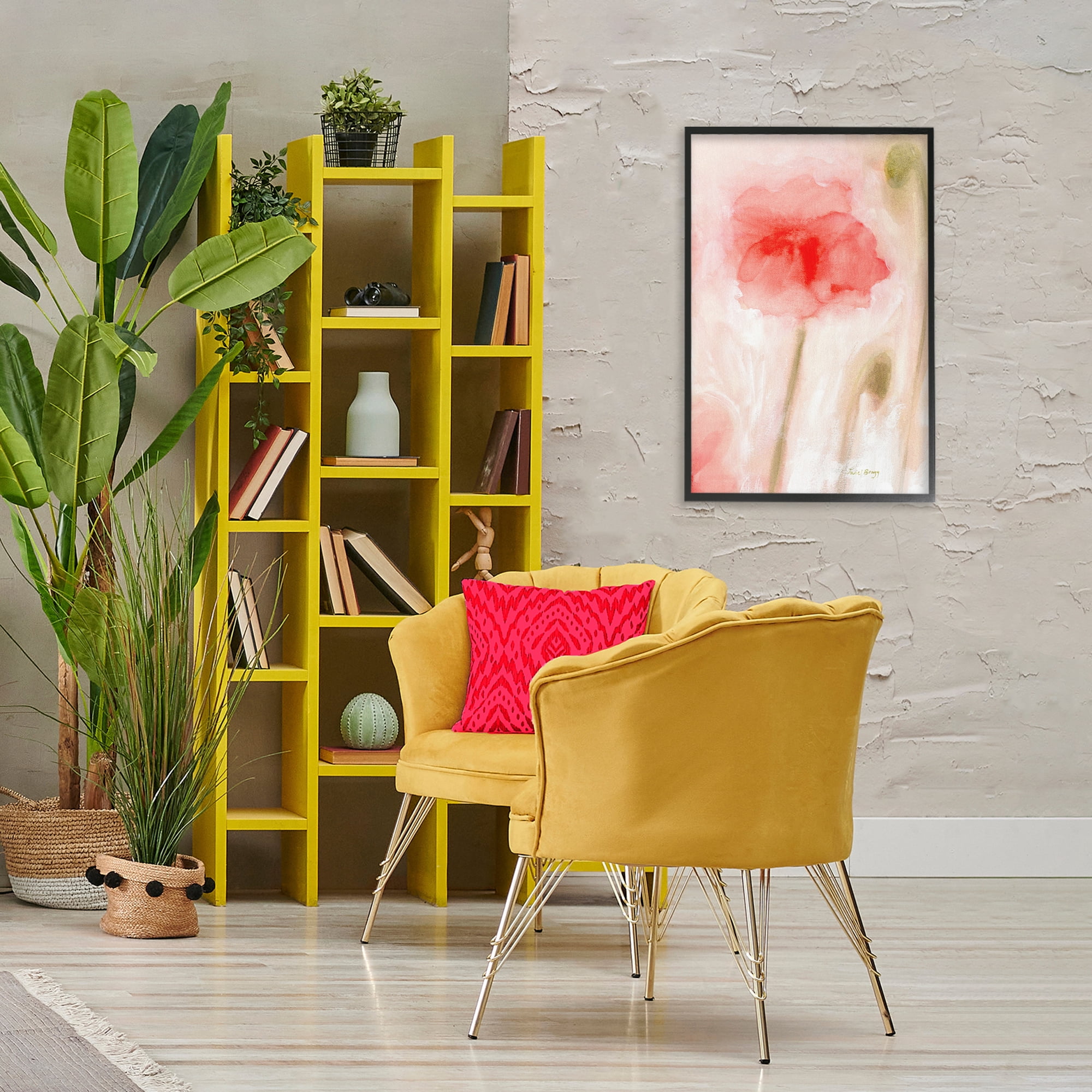 Stupell Industries Abstract Budding Flower Botanical & Floral Painting Black Framed Art Print Wall Art, 20 x 30