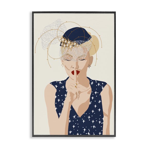 Stupell Industries Glam Chic Fashionista Portrait Black Framed Giclee Art, 12 x 18, by Jen Bucheli