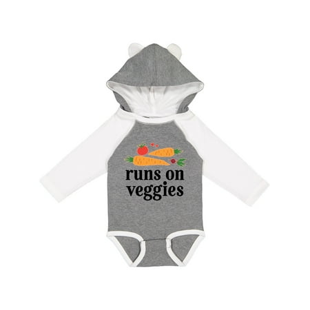 

Inktastic Vegetarian Runs On Veggies Gift Baby Boy or Baby Girl Long Sleeve Bodysuit