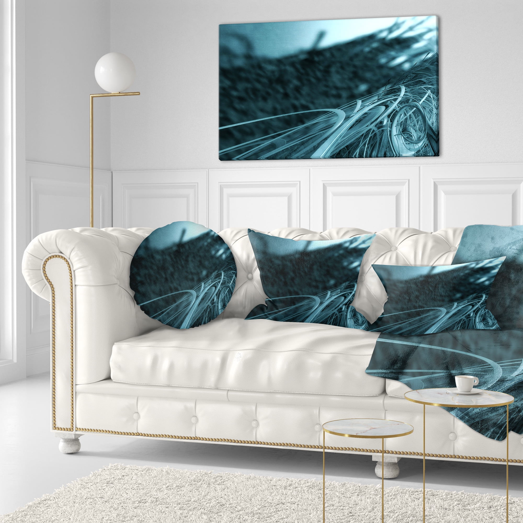 Designart Fractal 3D Bottom Stripes - Contemporary Throw Pillow - 12x20