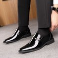 thumbnail image 2 of Men's Patent Leather Pointed-Toe Loafers - Formal Slip-On Dress Shoes with Metal Buckle, 2 of 8