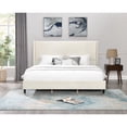 thumbnail image 5 of Roundhill Furniture Rozitta Upholstered Wingback Platform Bed, Beige Velvet, King, 5 of 6