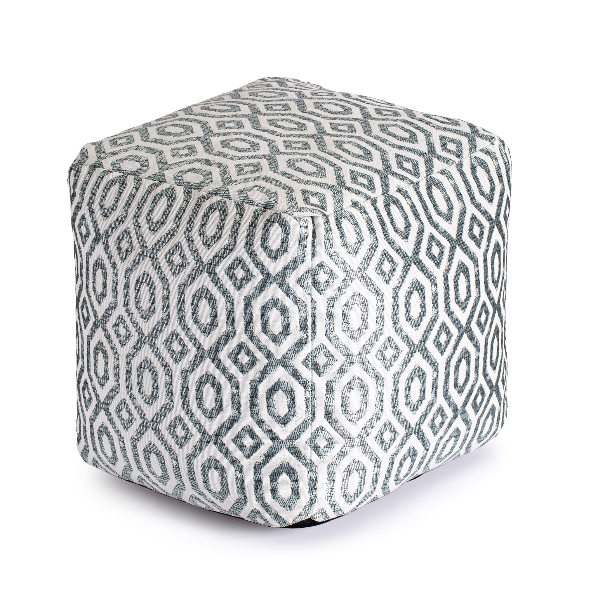 Zuma Teal 18" x 18" x 18" Teal & Ivory Pouf