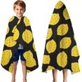 thumbnail image 3 of Yellow Lemon Fruit Dots Black Pattern Hooded Bath Towel，50"x30" for Ages 3 To 12 Kids, Quick Dry Lightweight Soft Microfiber Hood Beach Towel Cover Up for Kids, 3 of 7