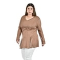 thumbnail image 2 of Blusa con detalle de malla Roman Fashion /Tallas Extras, 229 (Cafe) cafe 38, 2 of 5