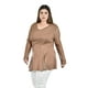 thumbnail image 2 of Blusa con detalle de malla Roman Fashion /Tallas Extras, 229 (Cafe) cafe 42, 2 of 5
