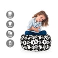 thumbnail image 2 of Floral Storage Toy Bag Chair, Abstract and Monochrome Illustration of Garden Items Botany Details, Stuffed Animal Organizer Washable Bag, Small Size, Charcoal Grey and White, by Ambesonne, 2 of 3