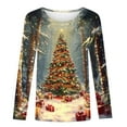 thumbnail image 4 of Ounisa Long Sleeve Womens Tops Casual Loose Fit Crewneck T Shirts Solid Lightweight Length Tunic Tops Christmas Tree Lights Christmas Gifts Elk Sequin Graphic Pullover, 4 of 5