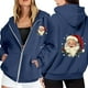 thumbnail image 1 of WILLBEST Sudadera para Mujer, Estilo Navideño, con Cremallera, Manga Larga, Bolsillo, Cordón Ajustable y Capucha XXX-Grande, 1 of 8