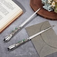 thumbnail image 5 of 2pcs Copper Wired Zinc Alloy Envelope Opener Office Letter Opener with Dyed Natural Jade Beads Round Platinum 232mm, 5 of 8
