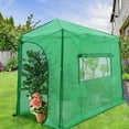thumbnail image 3 of EAGLE PEAK 10x5 Portable Lean to Walk-in Greenhouse Instant Pop-up Greenhouse with Roll-Up Zipper Entry Doors and Side Windows, Green, 3 of 10