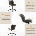 thumbnail image 4 of YOUNUOKE Armless Desk Chair  Office Chair with Wheels Home Ergonomic Task Chair Adjustable Computer Chairs Modern Faux Leather Swivel Chair Upholstered Makeup Vanity Chair with Back(Brown), 4 of 9
