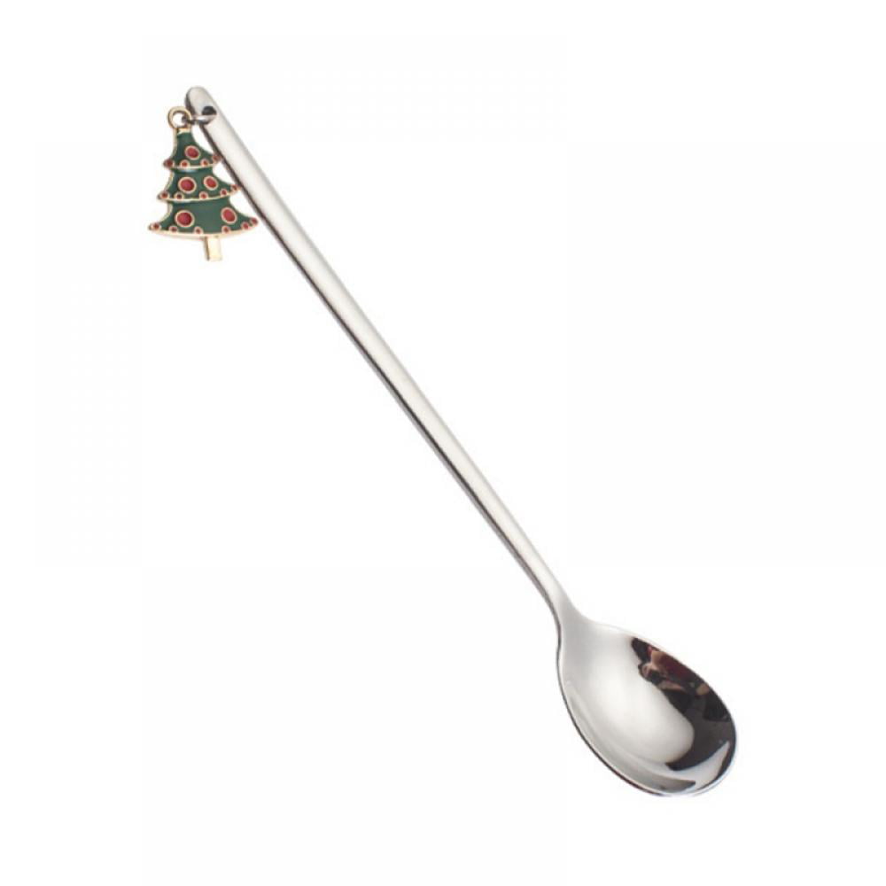 3pcs Stainless Steel Long Handle Dessert Tea Coffee Spoons Metal Flatware Xmas 