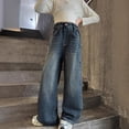 thumbnail image 5 of Vividxx Pants For Girls Casual Loose Fit Denim Pants With Bow Decoration Fall Straight Lit Kid Trousers With Pockets For Little Girls Fashion 9-10 Years, 5 of 6