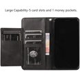 thumbnail image 2 of Wallet Case for iPhone 11 Pro Max 6.5 inch 2019, 5 Card Slots Magnetic Closure Zipper Pocket Handbag PU Leather Flip Case with Wrist Strap TPU Kickstand Cover - Black, 2 of 14