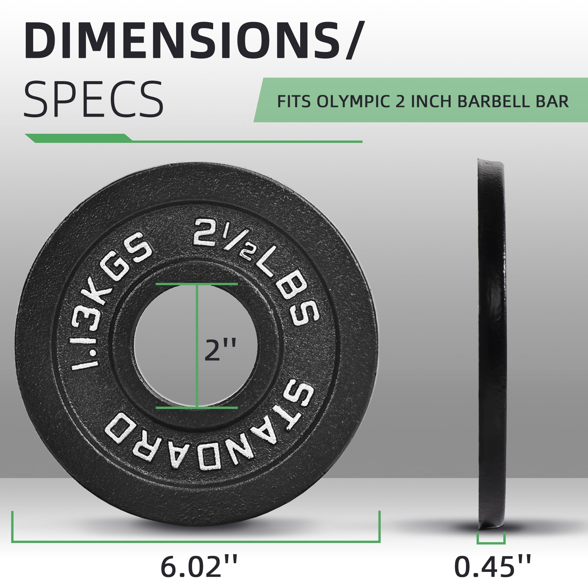 BalanceFrom Classic Cast Iron Weight Plates for Strength Training, 2-Inch, 2.5-Pound, Single