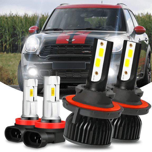 Fits 2007-2018 Mini Cooper LED Headlight Bulbs H13 High Low Beam H11 Fog Light Set