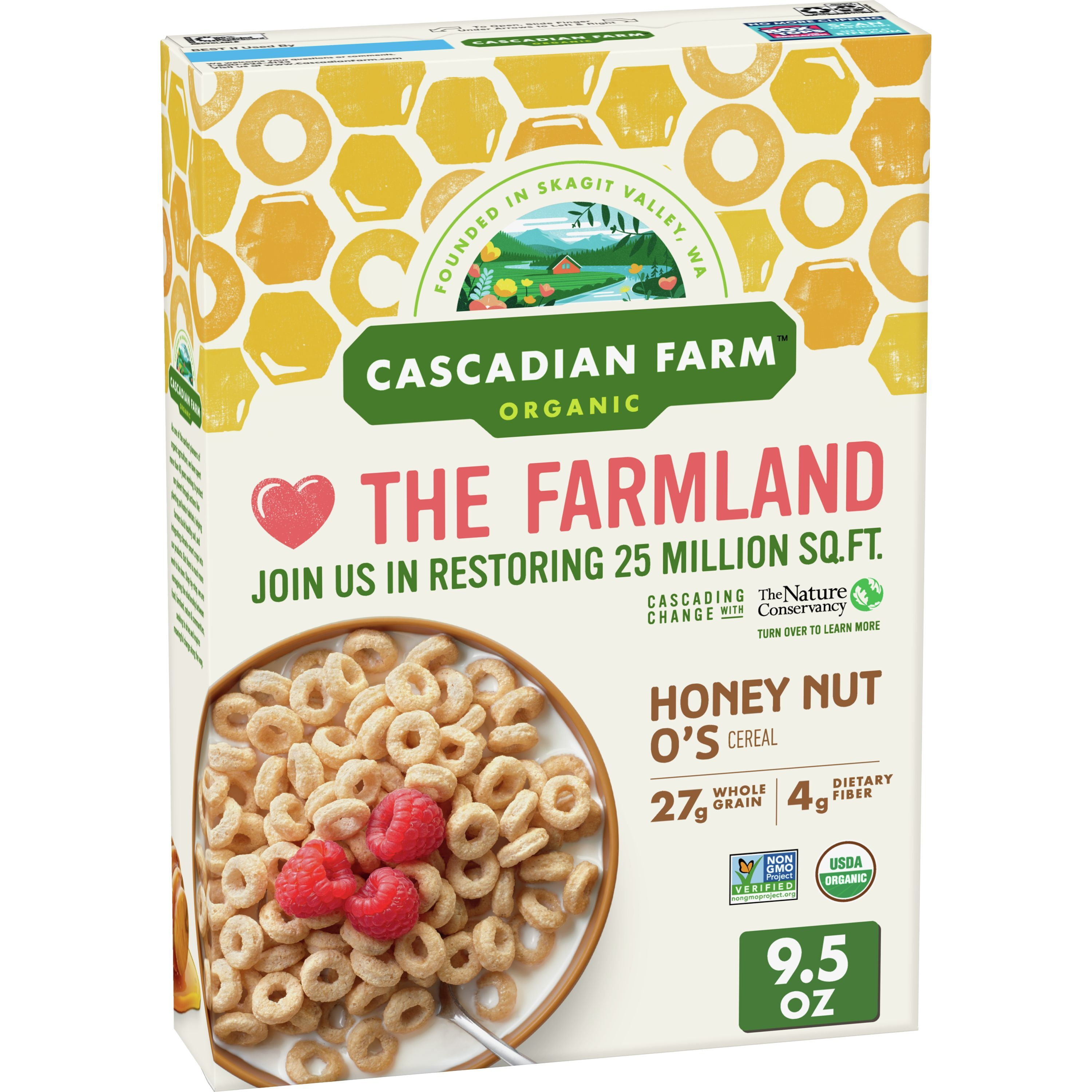 Cascadian Farm Organic Honey Nut O's Cereal, 9.5 oz