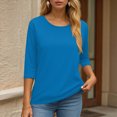thumbnail image 6 of Towmus Womens Tops 3/4 Sleeve Solid Color Crew Neck T Shirt Oversized Casual Women Blouse Business Work Summer Dresses S-3XL Under $6, 6 of 6