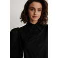thumbnail image 5 of Black Pointy Collar Puff Sleeve Dress, 5 of 5