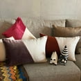 thumbnail image 4 of The HomeCentric Handmade Cranberry Pack of 2, 12"x16" (30x40 cm) Lumbar Pillow Cover, Velvet & Linen Solid Color Block Oblong Pillow, Patchwork Pattern Modern Style - Velutinous Cranberry, 4 of 10