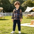 thumbnail image 6 of Stamzod Boys Sweatsuit Set 2 Piece Long Sleeve Flannel Plaid Shirt Hoodie and Jogger Pants Fall Winter 12 Month Boy Clothes Multicolor Y 70, 6 of 7