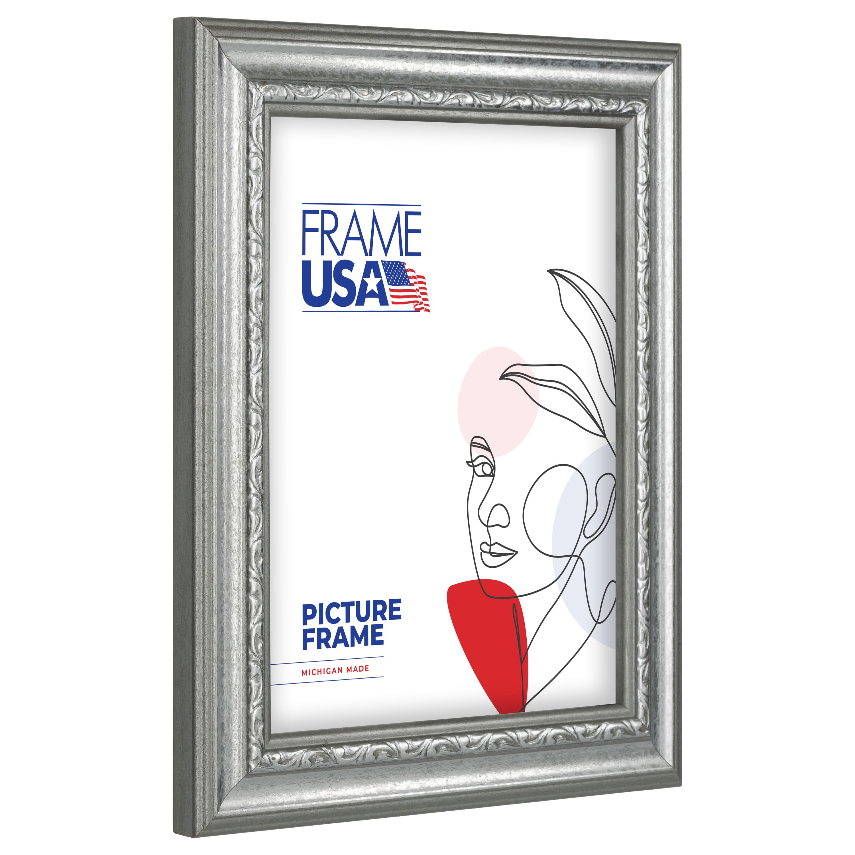 18x24 Picture Frame – Silver American Value 795 Style 12382-2414-138, 1.5 Inch Wood Moulding, Includes Plexiglass and Backing –&nbsp;Wall Display Frame for Art, Posters, or Photos – Frame USA