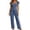 Blue, variant on Tqcoqu Women's Lace Trim Pajama Set, Flutter Short Sleeve Button Top & Drawstring Wide Leg Pants, 2 Piece Loungewear Sleepwear
