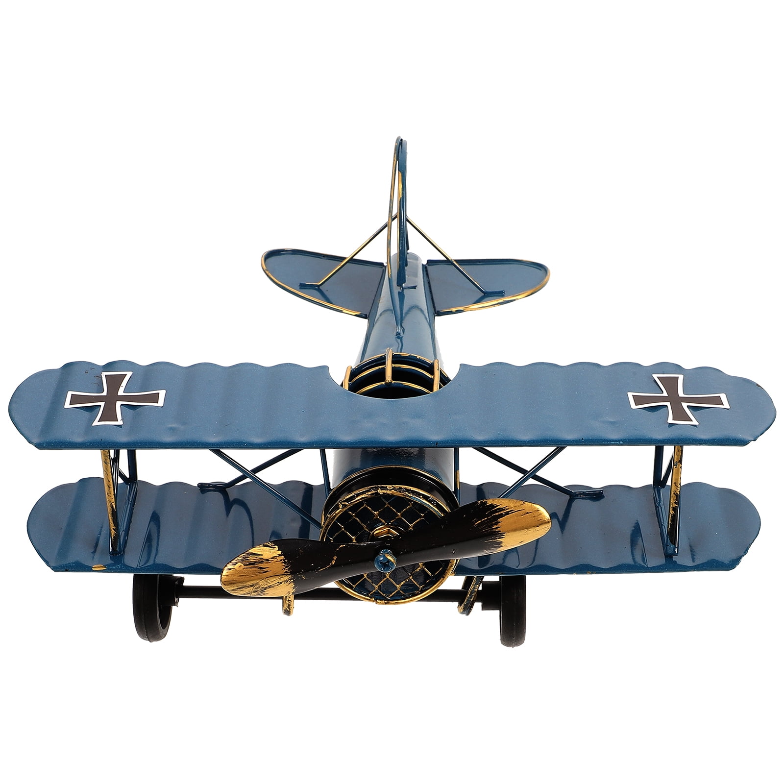 Modèle D'Avion Vintage En Métal – Biplan Miniature 10x9x5 Cm – Décoration Bureau, Collection Rétro