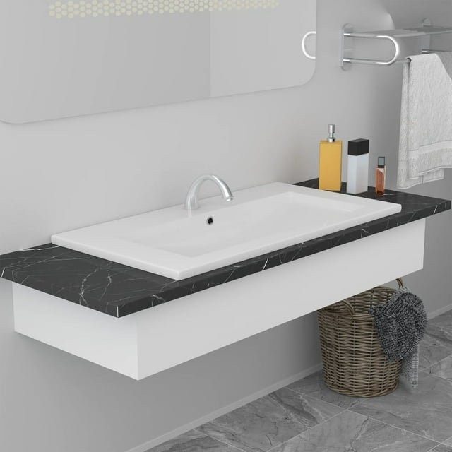 Lavabo Encastré 81x39,5x18,5 cm Céramique Blanc