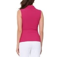 thumbnail image 3 of INSPIRAR CHIC Blusa Asimétrica Sin Mangas con Solapa en V para Mujeres, Color Rosa Fucsia, 3 of 6