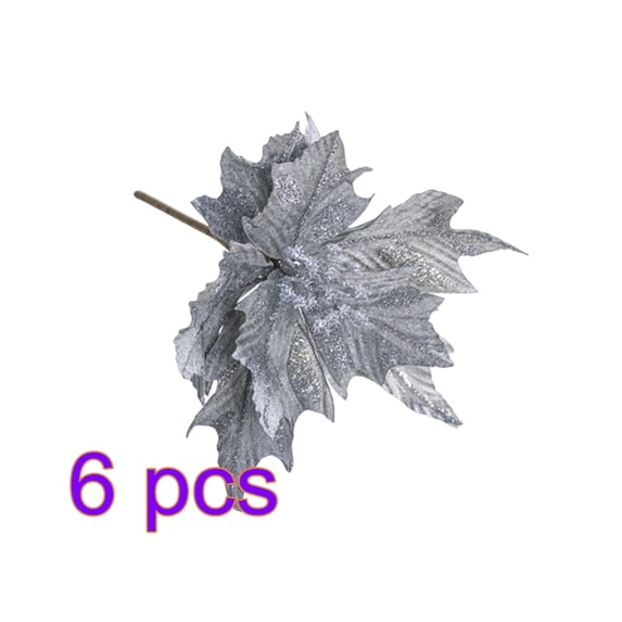 Yuedong Wedding Decoration Christmas Decoration Flowers Artificial Wedding Decoration Flowers with Glitter Christmas Tree Flowers Glitter Christmas Tree Ornaments