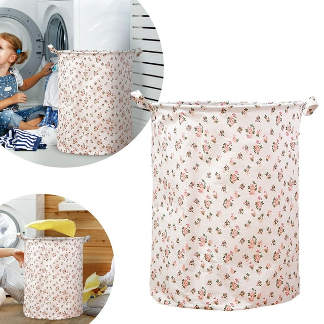 Patterned Linen Laundry Hamper with Open Top for Bedroom or Bathroom – Durable -Linen Fabric Breathable Large Capacity and Stylish Design for Busy Homes