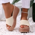 thumbnail image 2 of Beige Women'S Thick Sole Wedge Sandals Open Toe Round Head Design Casual Summer Footwear Comfortable Elevated Heel Slip-Ons For Daily Use, 2 of 7