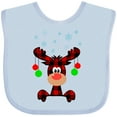 thumbnail image 3 of Inktastic Cute Flannel Reindeer with Christmas Bulbs and Snowflakes Boys or Girls Baby Bib, 3 of 4