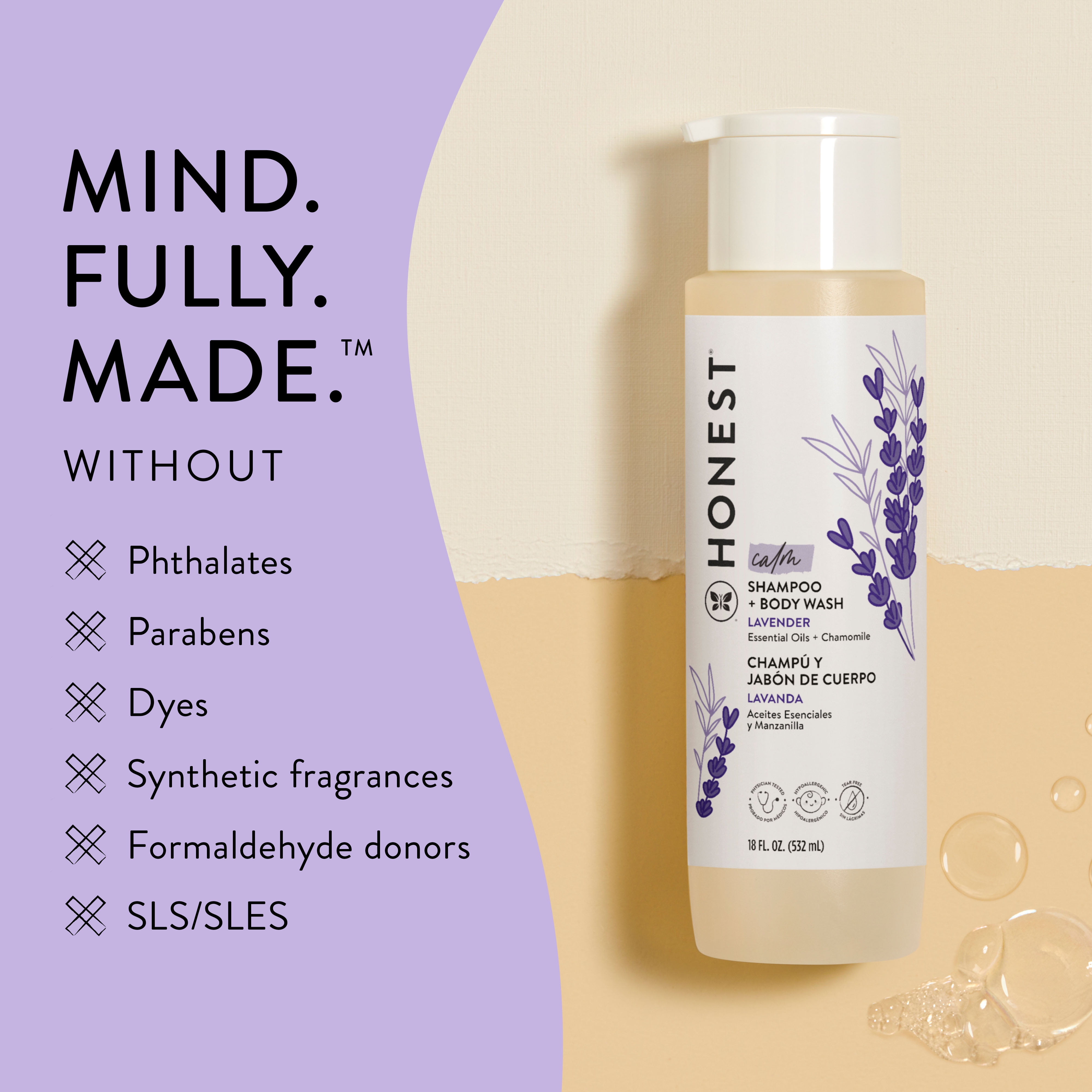 The Honest Company Baby Shampoo and Body Wash in Calm Lavender, 18 fl oz