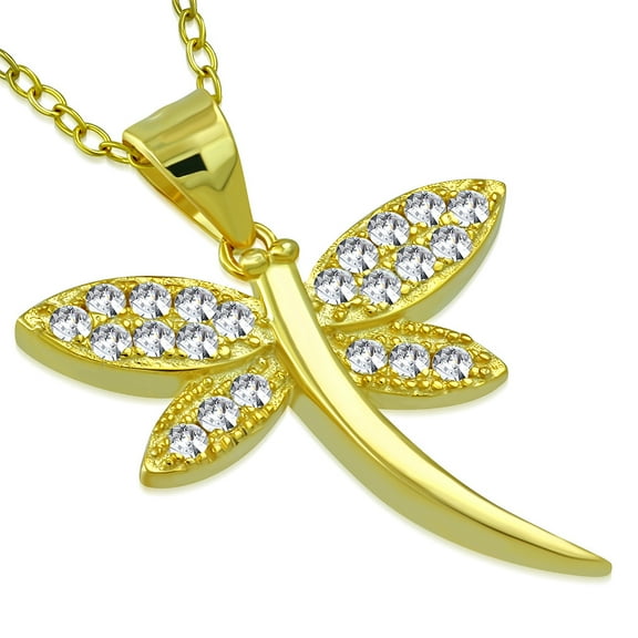 925 Sterling Silver Butterfly Dragonfly Pendant Necklace