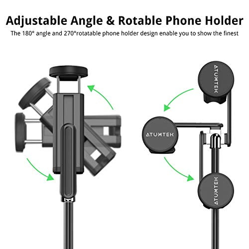 ATUMTEK Bluetooth Selfie Stick Tripod, Extendable 3 in 1 Aluminum Selfie  Stick with Wireless Remote and Tripod Stand 270 Rotation for iPhone 12/11  Pro/XS Max/XS/XR/X/8/7, Samsung and Smartph 