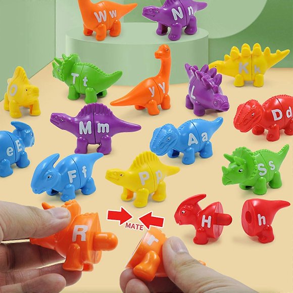 26Pcs Matching Letters Fine Motor Toy Alphabet Match Game Toys For Toddlers Dinosaur Alphabet Learning Toy Preschool Walkbee 1737 B