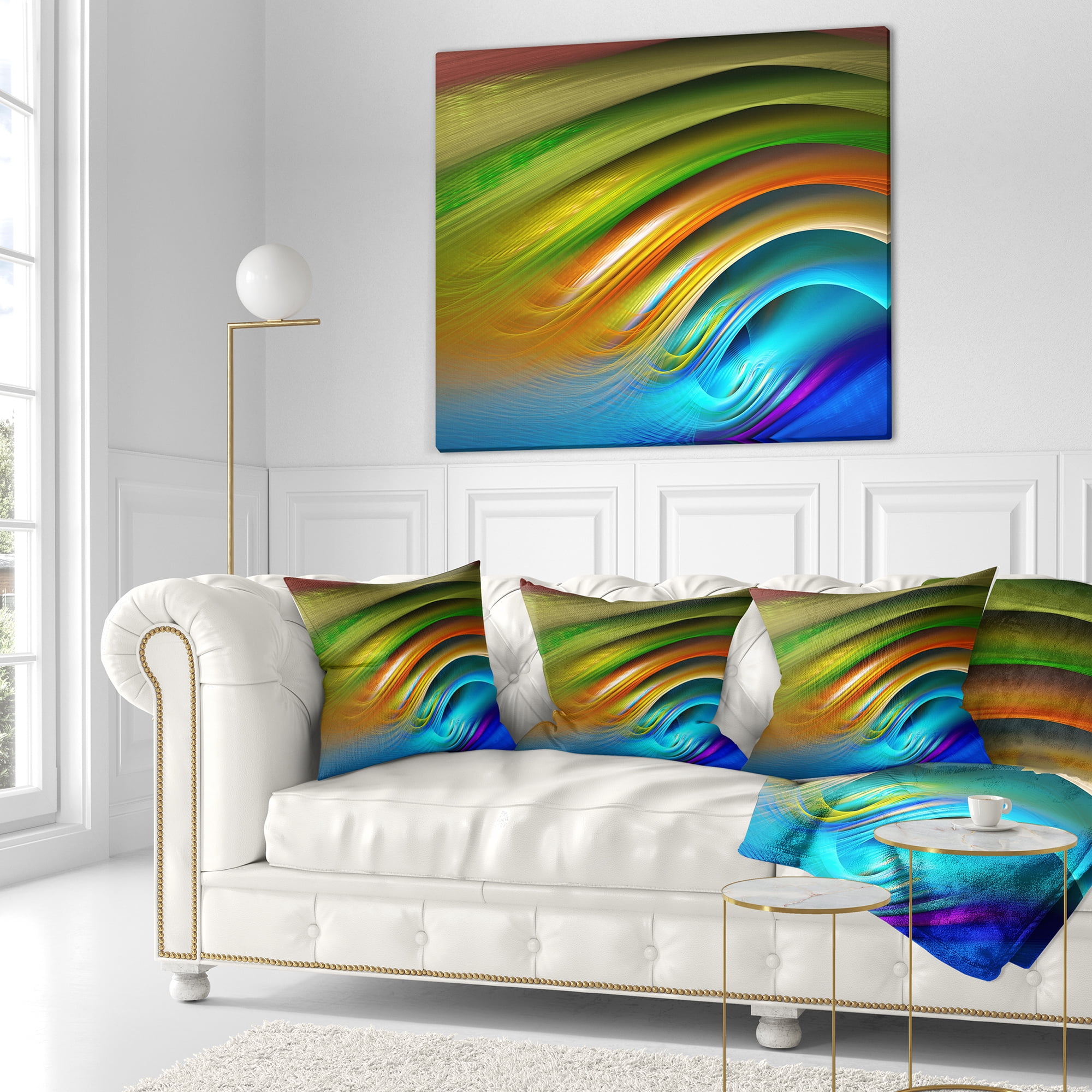 Designart Colorful Fractal Water Ripples - Abstract Throw Pillow - 16x16
