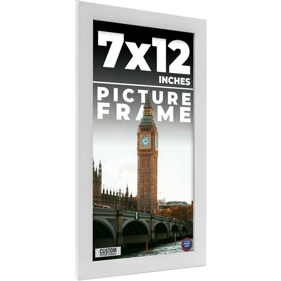 7x12 Frame White Solid Wood Picture Frame Includes UV Acrylic Shatter Guard Front, Acid Free Foam