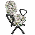 thumbnail image 1 of Cartoon Office Chair Slipcover, Christmas Concepts Drawn in Style Santa Snowman Presents Mistletoe, Protective Stretch Decorative Fabric Cover, Standard Size, Multicolor, by Ambesonne, 1 of 5